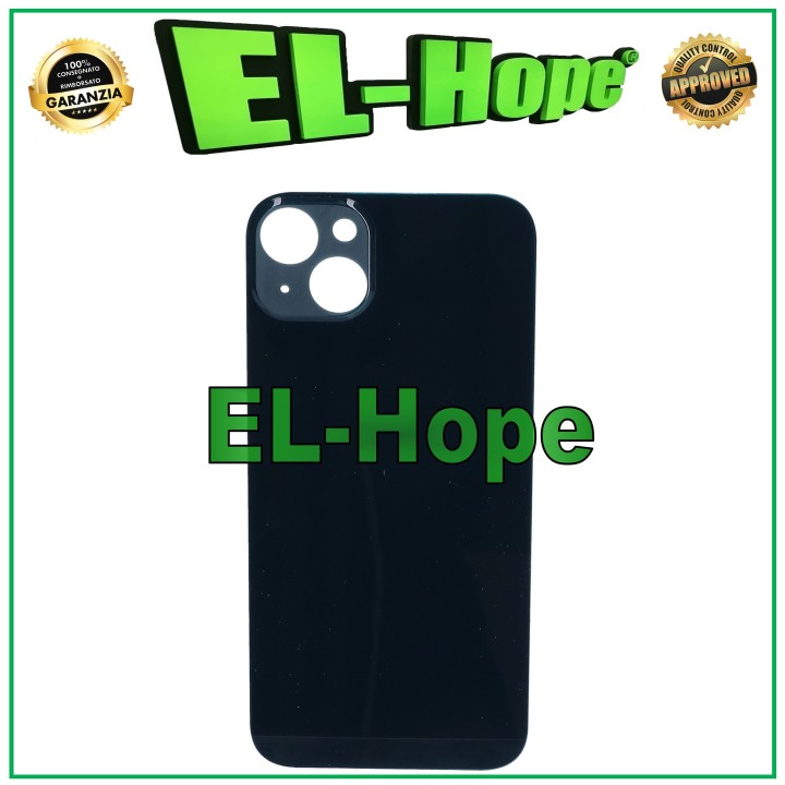 GLASS CASE BACK BODY BATTERY COVER FOR IPHONE 14 PLUS BIG HOLE BLACK