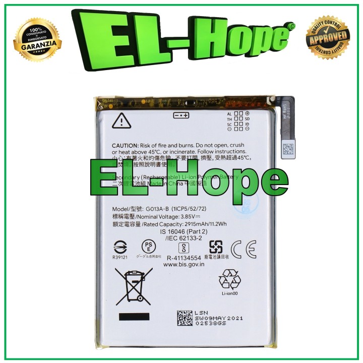BATTERY G013A-B FOR GOOGLE PIXEL 3 2915 mAh QUALITY EQUAL TO ORIGINAL