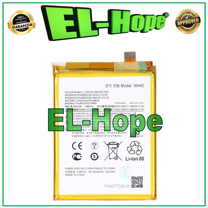 NH40 BATTERY FOR MOTOROLA MOTO E22 E22i XT2239 4020 mAh QUALITY EQUAL TO ORIGINAL