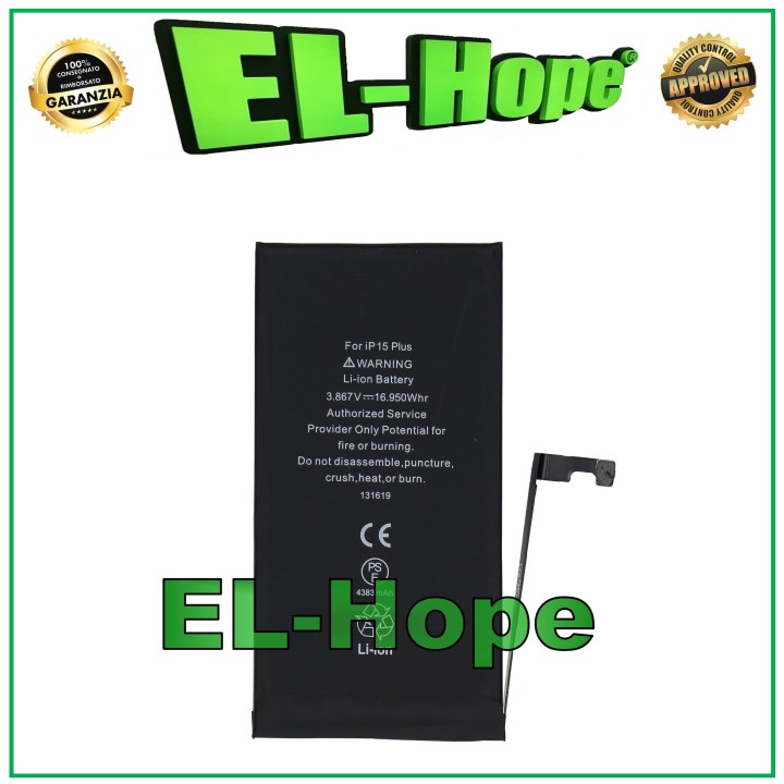 REPLACEMENT BATTERY FOR IPHONE 15 PLUS 4383 mAh 3.86V A3039