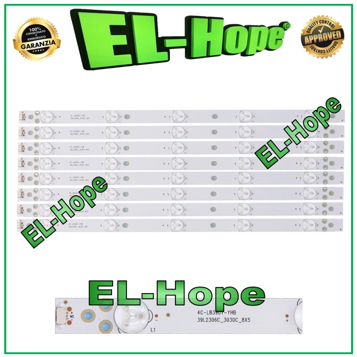 KIT 8 5 LED STRIP BARS FOR 39  TV TOSHIBA 4C-LB390T-YHB TCL-39L2306C-3030C-8X5