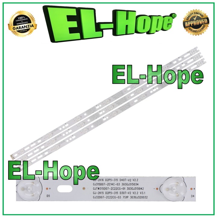 KIT OF 3 7 LED STRIP BARS FOR 32  PHILIPS TV GJ-2K16-D2P5-315-D307-V2 L613mm