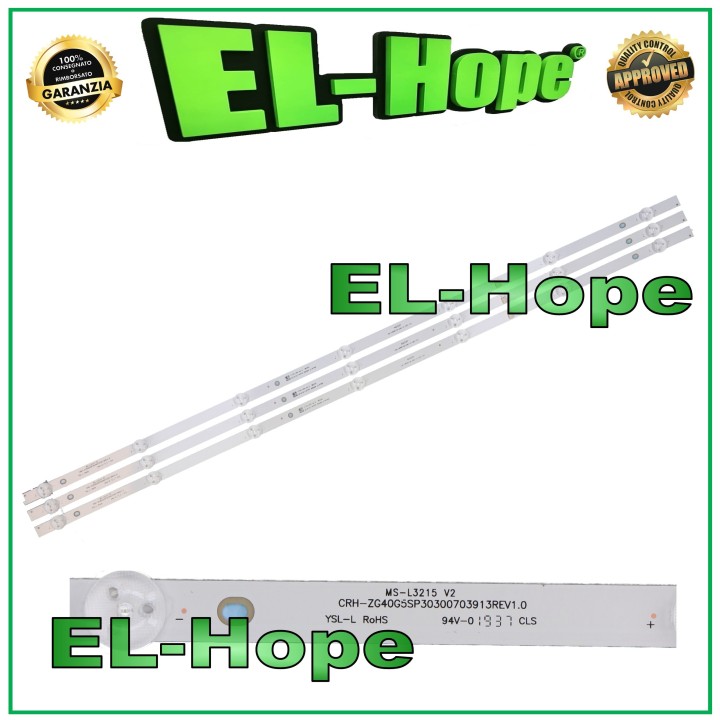 KIT OF 3 7 LED STRIP BARS FOR 40  TV CHANGHONG MS-L3215-V2 LB-C400F18-E6C