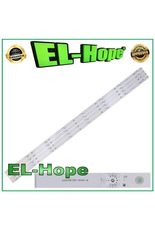 KIT OF 4 8 LED STRIP BARS FOR 43 TV HISENSE JLD42581330-003AS-M L780mm 3 PIN