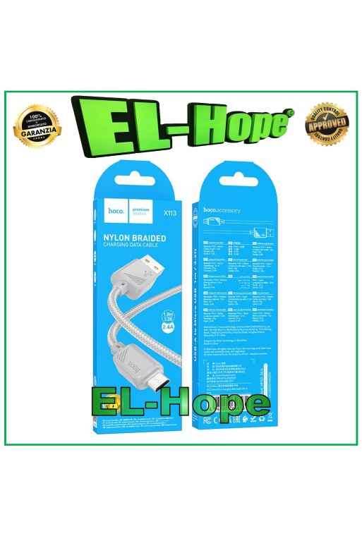 DATA CABLE CHARGING CABLE BATTERY CHARGER MICRO USB UNIVERSAL HOCO GREY 1 MT