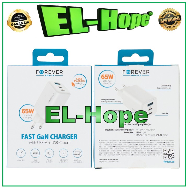 QUICK CHARGE BATTERY CHARGER FOR LG 65W TRAVEL DUAL USB TYPE C WHITE