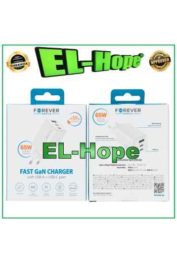 QUICK CHARGE BATTERY CHARGER FOR ZTE 65W TRAVEL DOUBLE USB TYPE C WHITE