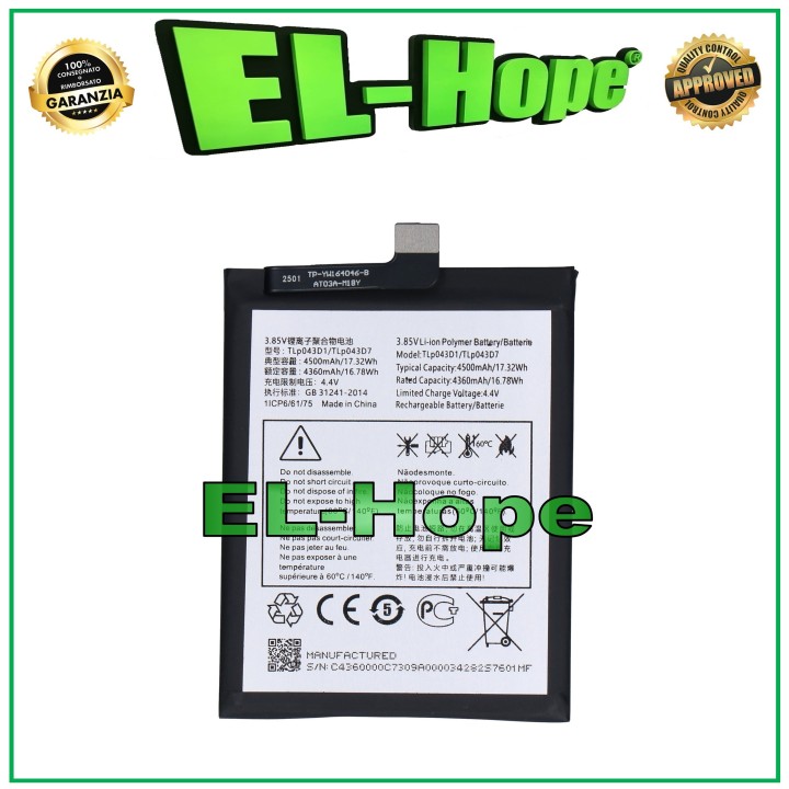 BATTERY TLP043D1 TLP043D7 FOR TCL 20 PRO T810S / 10 PRO T799B EQUAL ORIGINAL