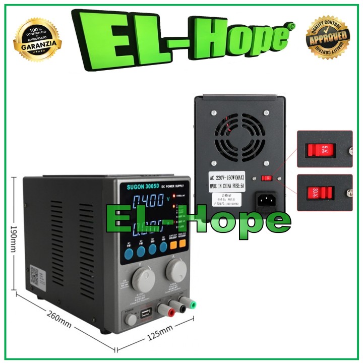 SUGON 3005D 30V 5A DC USB POWER STABILIZED BENCH POWER SUPPLY