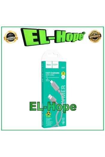 DATA CABLE CHARGING CABLE BATTERY CHARGER MICRO USB UNIVERSAL HOCO GREY 1 MT