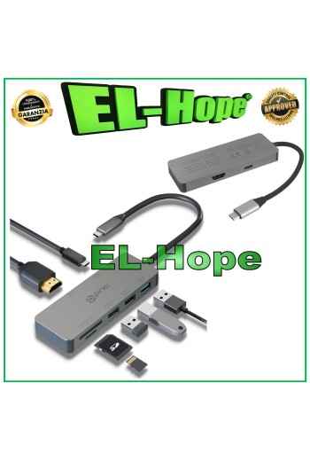 PRIO USB 7-in-1 HUB MULTIPORT ADAPTER SD CARD READER HD TV FOR PC NOTEBOOK