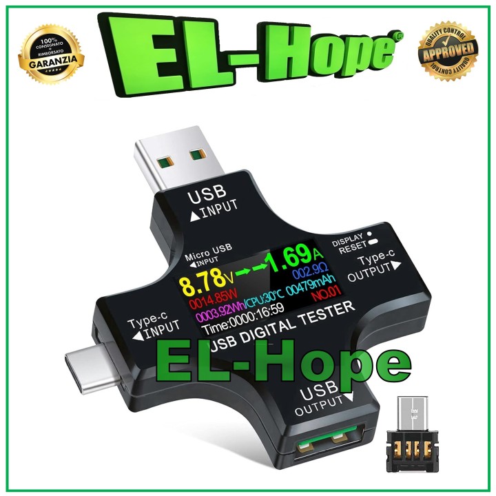 USB TESTER VOLTAGE DETECTOR CHARGING CURRENT VOLTMETER AMMETER OTG