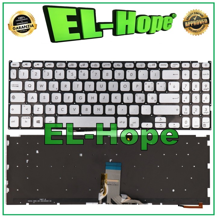 ITALIAN KEYBOARD FOR ASUS D509 X515 F515 S515 NOTEBOOK BACKLIT SILVER
