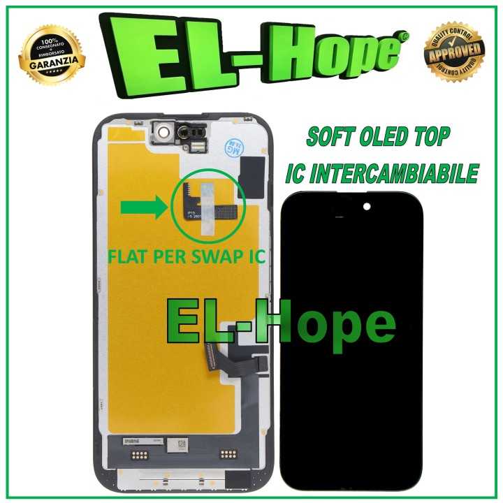 LCD + TOUCH DISPLAY FOR IPHONE 15 (SOFT OLED OG IC Interc.) LIKE ORIGINAL