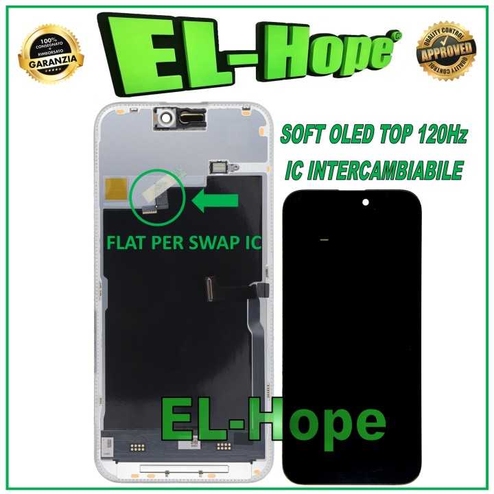 LCD DISPLAY FOR IPHONE 15 PRO MAX (SOFT OLED OG IC Interc.) 120Hz EQUAL ORIGINAL