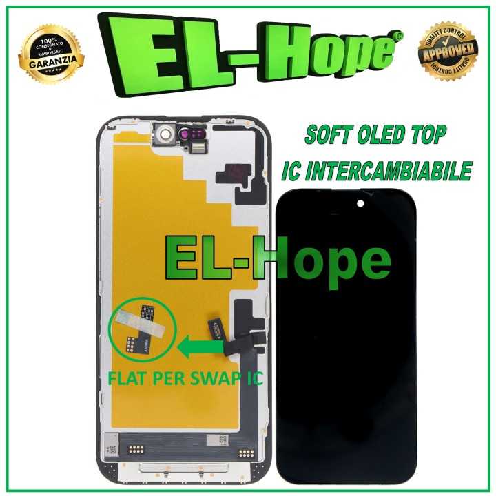 LCD DISPLAY + TOUCH FOR IPHONE 16 (SOFT OLED OG IC Interc.) LIKE ORIGINAL