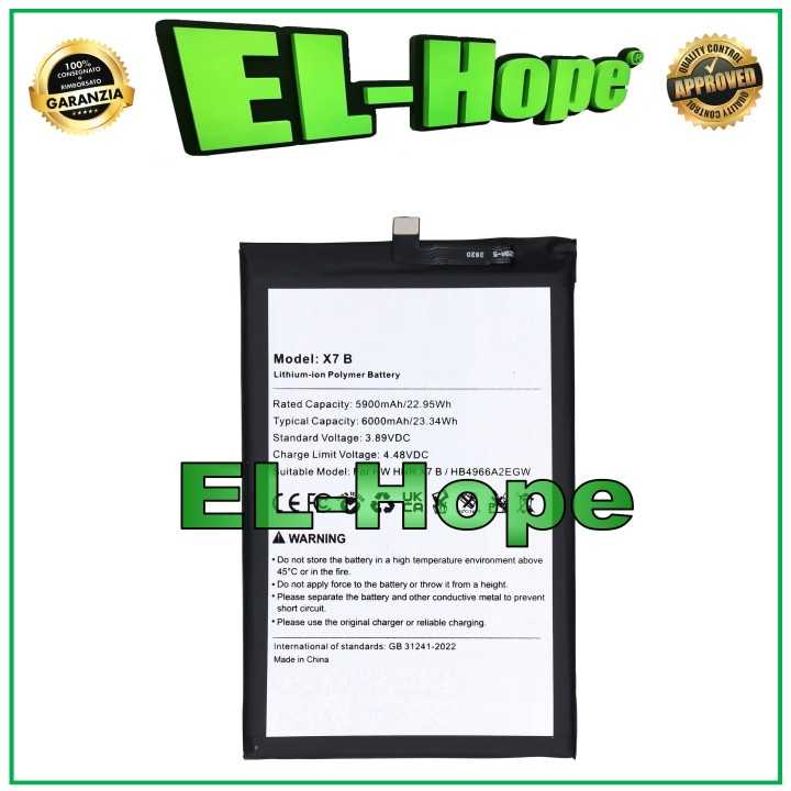 BATTERY HB4966A2EGW FOR HONOR X7B BOOST CLK-LX1 LX2 LX3 6000 mAh EQUAL TO ORIGINAL